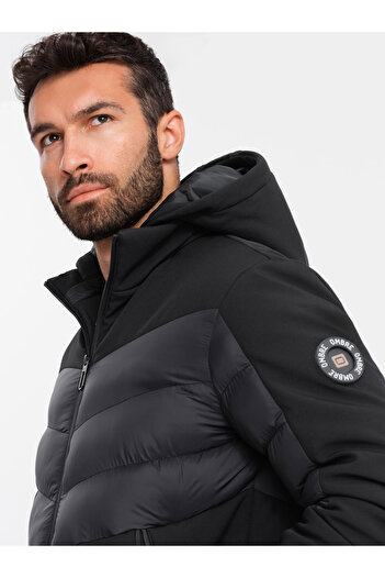 OMBRE Herren Steppjacke mit hohem Kragen - schwarz V1 OM-JALP-0172 XXL