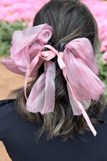 TAKIŞTIR Pink Color Ribbon Figured Peg Buckle
