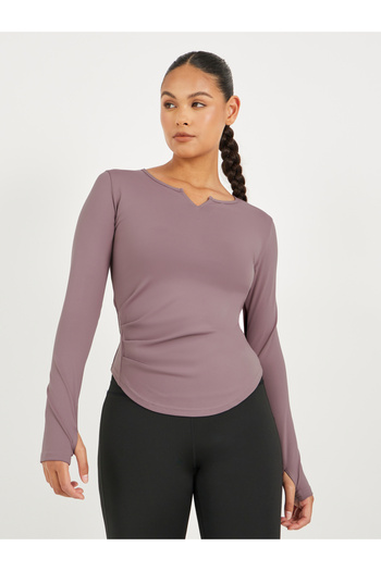 Styli Side Ruched Detail Long Sleeve Top