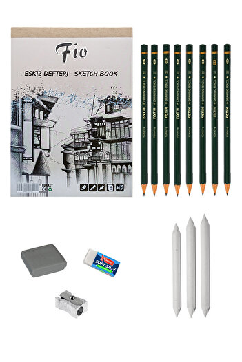 ACUTO Fio A4 Sketchbook 90 G Grade Pencil Set Sketching Set Charcoal Drawing Set Pastel Dispenser