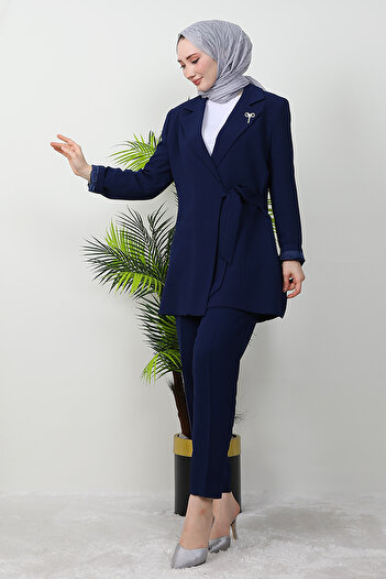 Giza Giyim Stoned Brochure Suit Navy Blue