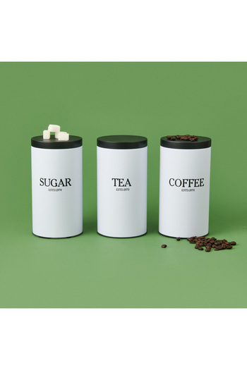 Sarkap Metal 3-Piece Storage Container - White / Black