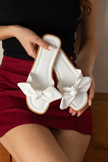SWORD Papuci de vară - Papuci de vară pentru femei cu fundă - Papuci casual