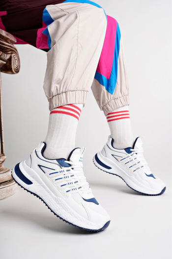 McDark White Navy Blue Unisex Daily Sports Sneaker Shoes