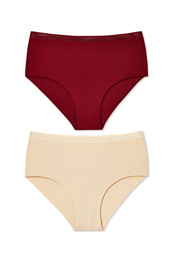 HNX 2 Pack Laser Cut Honeycomb Elastic High Waist Women's Panties