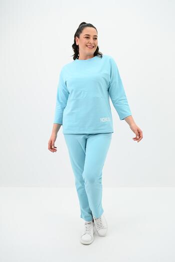 Koza Butik Γυναικείο Σετ φόρμας 8102-24 με στάμπα μεγάλου μεγέθους
