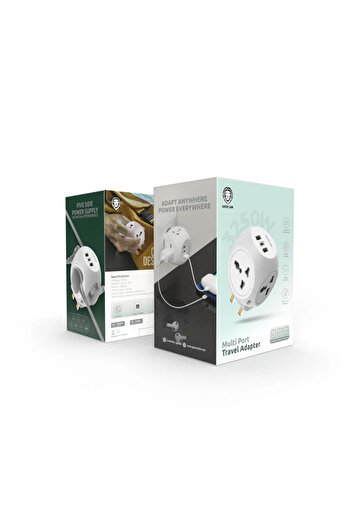 Green Lion Multi Port Travel Adapter - White