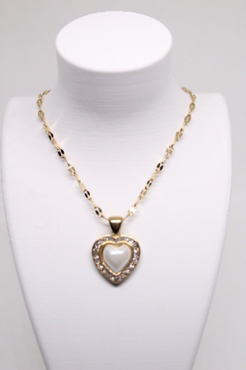 Luna Steel Heart Figured Zircon Stone Women Necklace