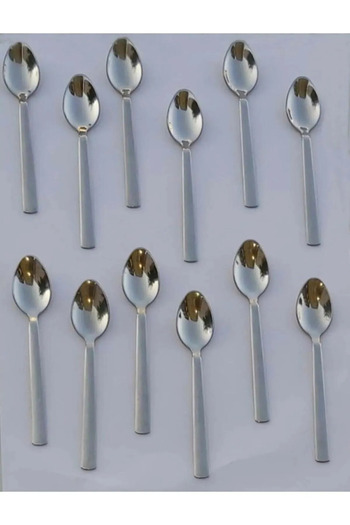 Yüsra Home 12Pcs Tea Spoon Luxury Straight Bar Model Suitable for Daily Use (Stainless Steel)
