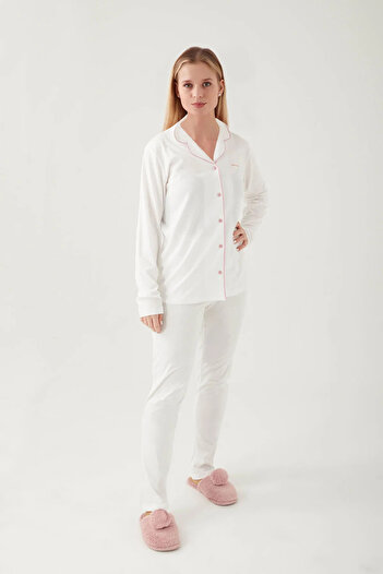 Pierre Cardin Kadın Klasik Regular Önden Düğmeli Pijama Takımı L1.PC.004.12.K15