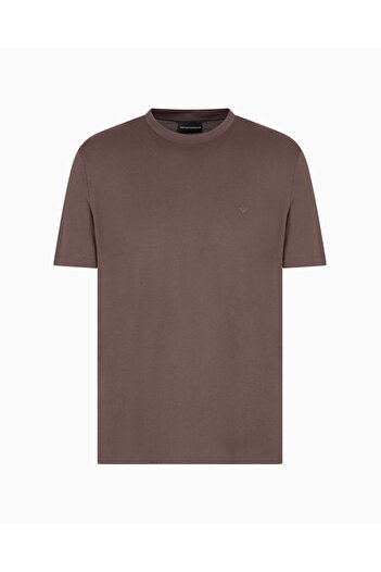 Emporio Armani Ανδρικό 100% βαμβακερό κανονικό μπλουζάκι με στρογγυλή λαιμόκοψη κοντομάνικο καφέ EM 000983   AF13669-U6200