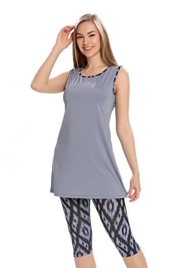 REMSA Semi-Closed Swimsuit with Lilac Leggings - 3151-13