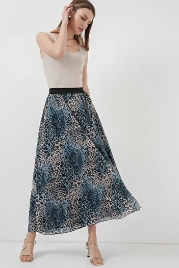 Bigdart 8032 Model Long Indigo Chiffon Skirt