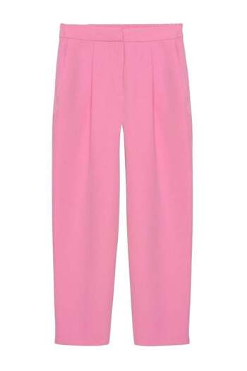 Quzu 71154 Model - Pink Belt Detailed Elastic Back Trousers