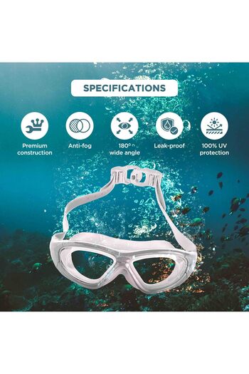Endless Stylish Swimming Goggle with Anti-Fog & UV Protection | Silver | Silicon, PU | Leak Proof | One Size