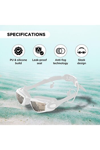 Endless Stylish Swimming Goggle with Anti-Fog & UV Protection | Leak Proof | White | Free Size | Silicon, PU
