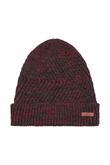 Nordbron Unisex Dark Wine Beanie Winter Folded Basic Logo Detailed Plain Daily Use Seth