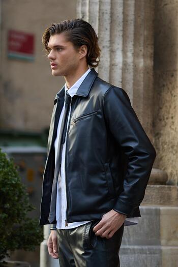 Danger Men's Leather Coat Black Jacket
