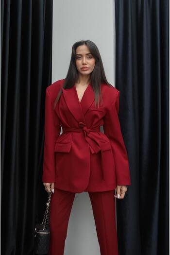 Havoş Burgundy Margo Lacing Detailed Set