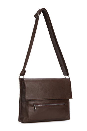 By Hakan Brown Genuine Leather Messenger Bag - Newish Polo College