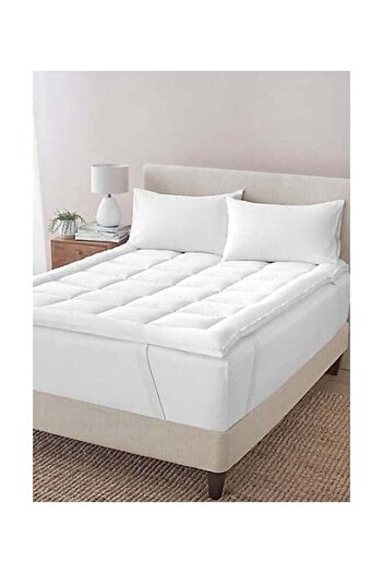 House One Microfiber Mattress Topper14 cm With Microfiber Filling and Rubber Corners Edges - 200x160cm- White