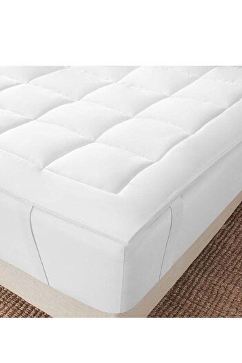 House One Microfiber Mattress Topper14 cm With Microfiber Filling and Rubber Corners Edges - 200x160cm- White