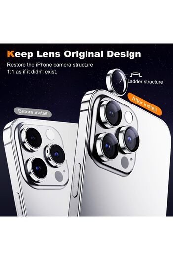 AWH for iPhone 15 Pro Max/Pro Camera Lens Protector [3+1], 9H Tempered Glass, White Titanium