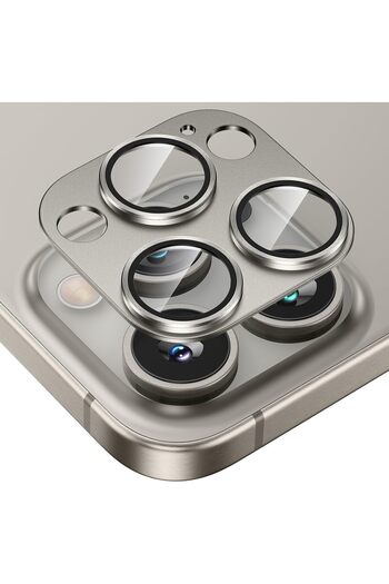 AWH iPhone 15 Pro/15 Pro Max Camera Lens Protector  Metal Alloy Tempered Glass Titanium (15 Pro Max)