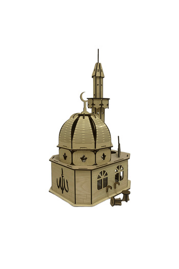 14lazerkesim Büyük Ahşap Cami Maketi Akça Ağaç Desenli