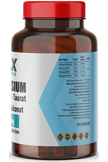 FLX Magnezyum Bisglisinat Malat Taurat Glukonat Glisinat 60 Tablet