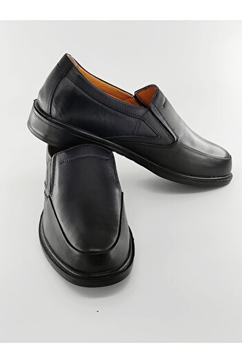 Bİ AYAKKABI Black Men's Genuine Leather Orthopedic Gel Sole Daily Shoes