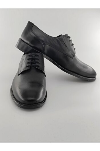 Bİ AYAKKABI Black Men's Genuine Leather Orthopedic Sole Lace-Up Cundura Shoes