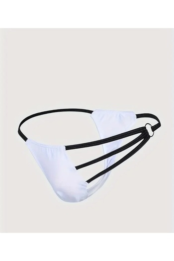 ÇAĞLAR BUTİK Men's White Side Metallic Thong 310129   Underwear
