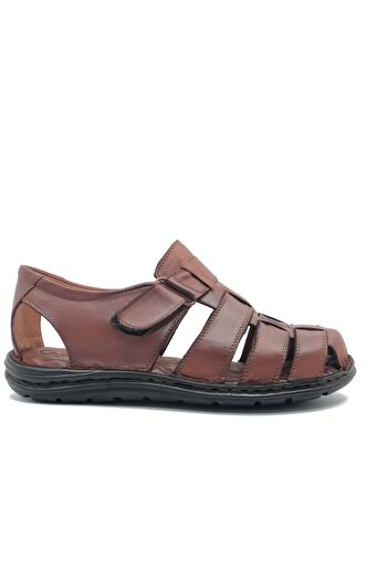 Kocamanlar Ayakkabı Kocamanlar - 100% Genuine Leather Men's Sandals, Full Orthopedic - TABA