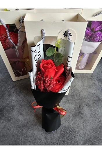 YASİMA Red Rose Gift Boxed Custom Gun Bouquet Valentine's Day