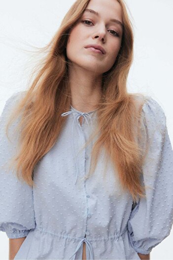 H&M Puff-sleeved cotton blouse