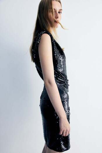 H&M Sequined shoulder-pad dress