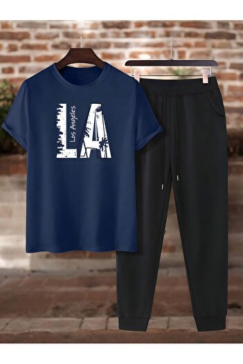 uyguntarz 2-teiliges Unisex-Trainingsanzug-Set mit Los Angles-Aufdruck