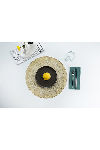netteucuzluk Set of 4 Round Patterned Supla Runner - 38 cm American Service Home Tableware Dining Decoration