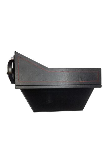 Techmaster Leather Covered Driver Seat Side Organizer Cup Holder Black for Vehicle
