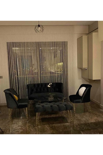 ElizzanMobilya Nev elizzan garden siyah metal ayak çay seti koltuk berjer