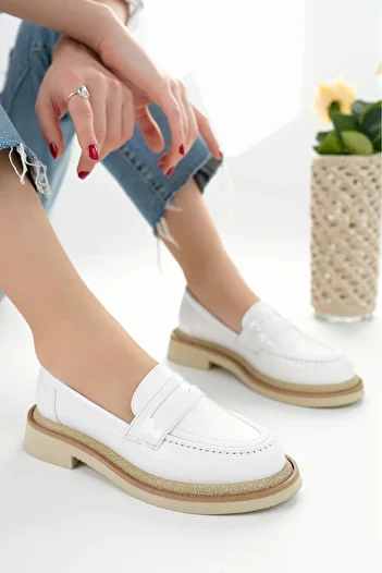 MARSHETTA Дамски мокасини Velora Model White Laced от естествена кожа - Ежедневни мокасини