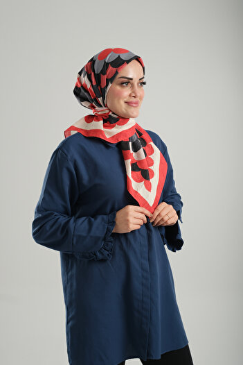 Giverny Bamboo Geometric Digital Printed Red Scarf - 202205 _31