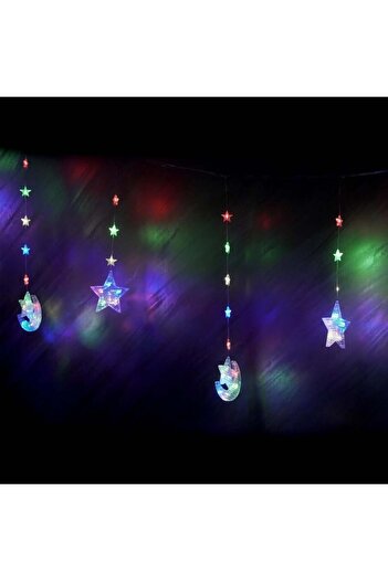 REEBOON Ramadan Decoration Crescent and Star Curtain 5 Meters Long Colorful