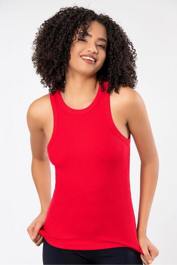 ERDEM İÇ GİYİM Weweus Red Viscose Camisole Halter Neckline Soft Textured Singlet Body T-Shirt 2107