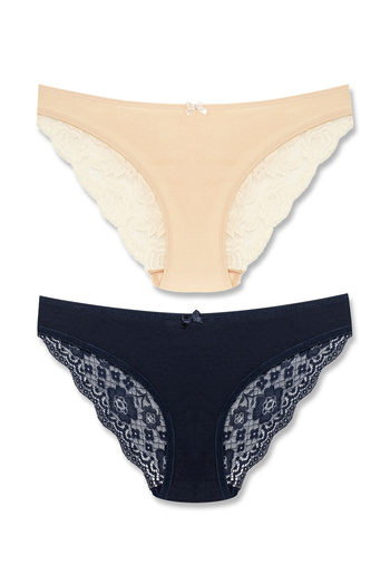HNX 2 Pack Cotton Back Leg Lace Slip Women's Panties
