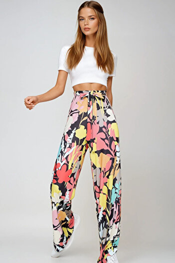 VAGGON Women's Multi Patterned Relaxed Fit Trousers