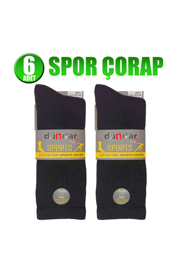 Dündar Plus 6 Men's Black Tennis Sports Socks