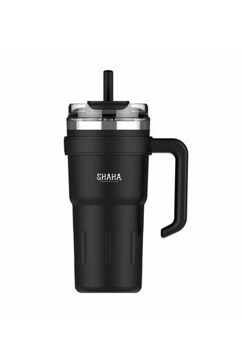 SHAHA VACCUM BOTTLE WITH STREW 1.2L BLACK