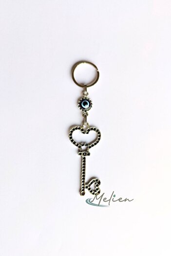 Melien Breloc din metal de culoare argintie cu mărgele Evil Eye pentru geantă, accesoriu pentru ornamente cadou